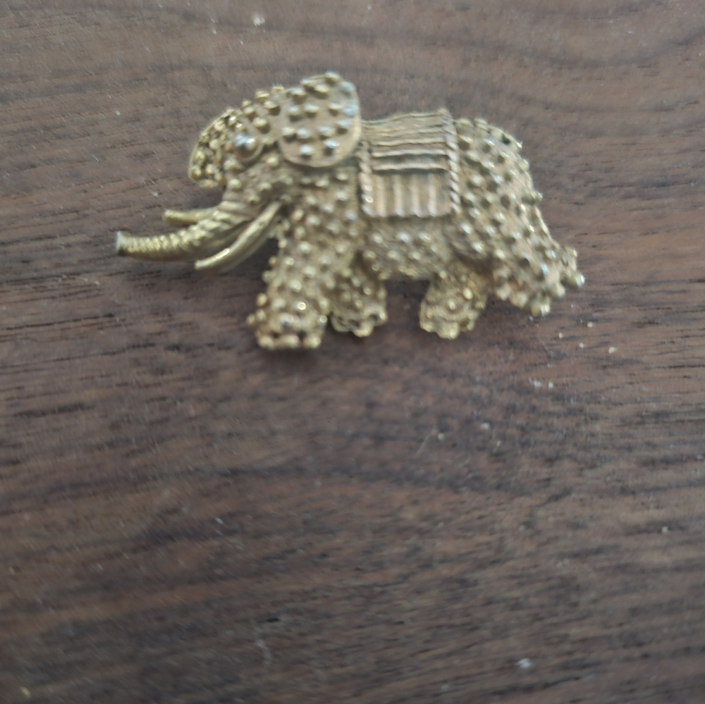 Vintage Decorated Elephant Brooch